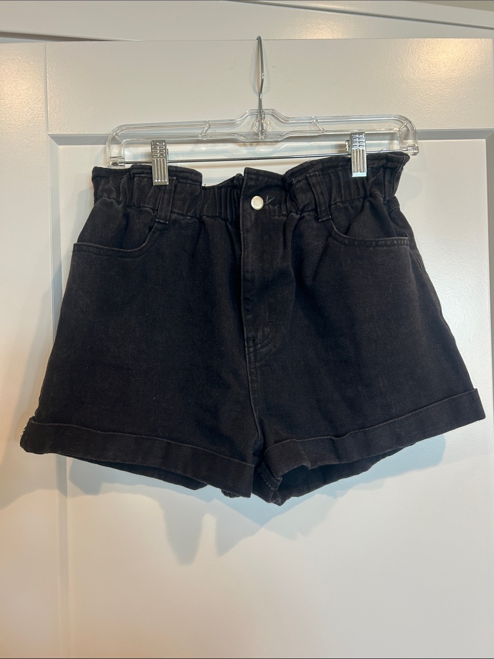 Wild Honey Black High-Waist Paperbag Shorts
